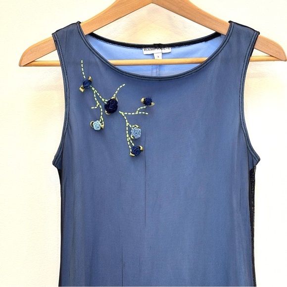 Vintage Rampage 90's/Y2K Mesh Overlay Maxi Dress Fairy Grunge Whimsigoth 3-XS - Picture 4 of 12